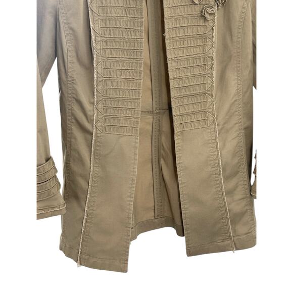 White House Black Market Military Jacket Khaki Size 2 Fitted Button Utility Chic - Picture 5 of 9